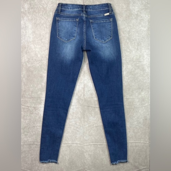 KanCan Womens Jeans Size 3 25 Dark Wash Mid Rise Distressed Denim Pants - Picture 2 of 16